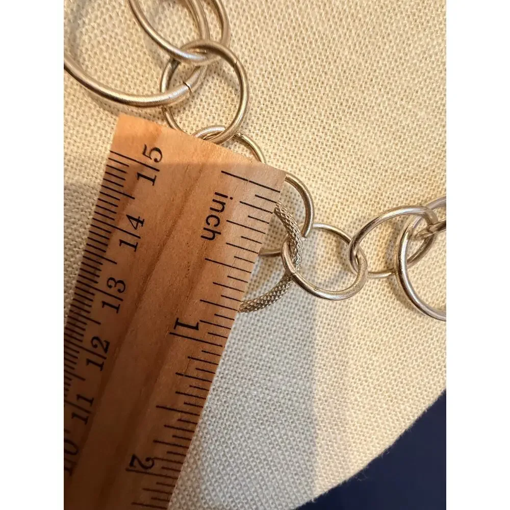 Vintage 36” Silver Tone Mixed Circle Link Necklace
